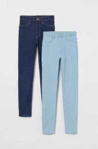 H&M 2-pack Schlank Fit High Jeans Kinder Dunkelblau Schwarz | 7123-SXNPR
