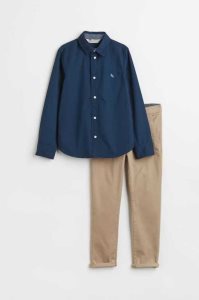 H&M 2-piece Baumwoll Einteiler Kinder Navy Blau Weiß | 3268-NJZTQ