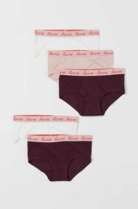 H&M 5-pack Baumwoll Hipster Briefs Unterwäsche Kinder Hellgelb Helllila | 6851-OLFAM