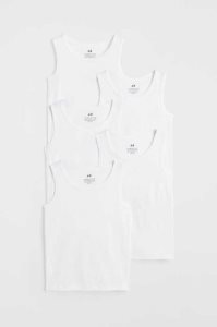 H&M 5-pack Baumwoll Tank Oberteile Kinder Olivgrün Grün Türkis | 7083-UMXVB