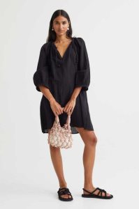 H&M Balloon-sleeved Kleider Damen Schwarz | 7184-LVQFX