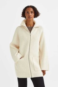 H&M CardiganZipper Pullover Damen Weiß | 2540-XOIYA