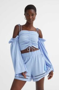 H&M Embroidered-trim Kurze Hose Damen Hellblau | 9301-EKSWN