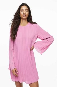 H&M Falten Kleider Damen Schwarz | 0367-MRNHW