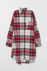 H&M Flannel Nightshirt Nachtwäsche Damen Rot | 8026-ITYPM
