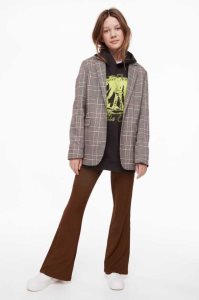 H&M Flared Gerippt Leggings Kinder Dunkelbraun | 5097-XRNAO