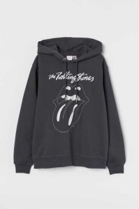 H&M Flock-print Hoodie Damen Dunkelgrau | 6493-ZXIQN