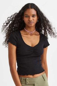 H&M Gerippt Oberteile Damen Weiß | 7459-KDEMG