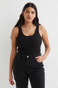 H&M Gerippt Tank Oberteile Damen Blau | 2349-CDBIV