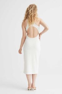 H&M Gerippt open-backed Kleider Damen Schwarz | 9054-RIAEJ