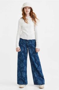 H&M Kompfort Stretch Weite Fit High Jeans Kinder Dunkelblau | 0759-NOXPT