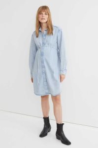 H&M MAMA Denim Shirt Kleider Schwangerschaftskleidung Damen Blau | 4025-GBCHU