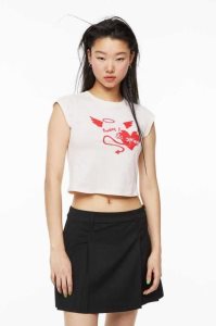 H&M Printed Oberteile Damen Weiß | 3209-BFJHO