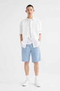 H&M Regular Fit Denim Jogger Kurze Hose Herren Hellblau | 9076-ORABV