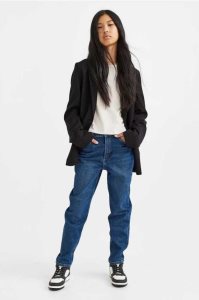 H&M Relaxed Fit High Ankle Jeans Kinder Dunkelblau | 5780-TPIBR