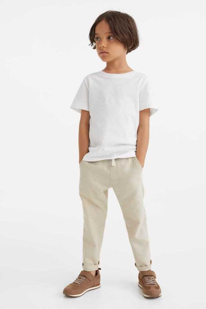H&M Slim Fit Linen-blend Chinos Hose Kinder Hellblau | 1327-EOAWI