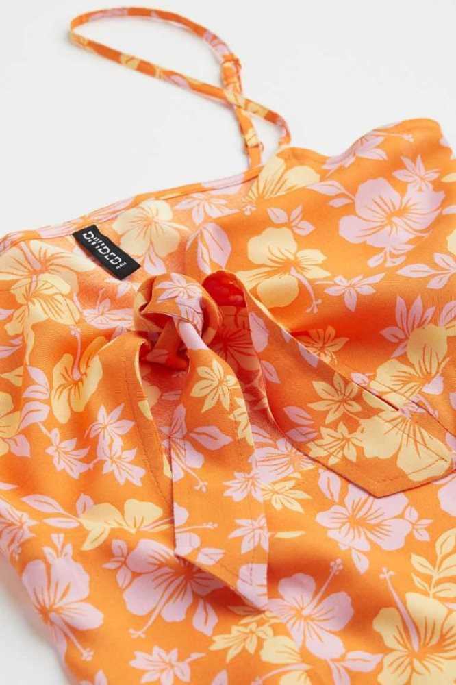 H&M Tie-detail Cut-out Kleider Damen Schwarz | 9364-YIAOG